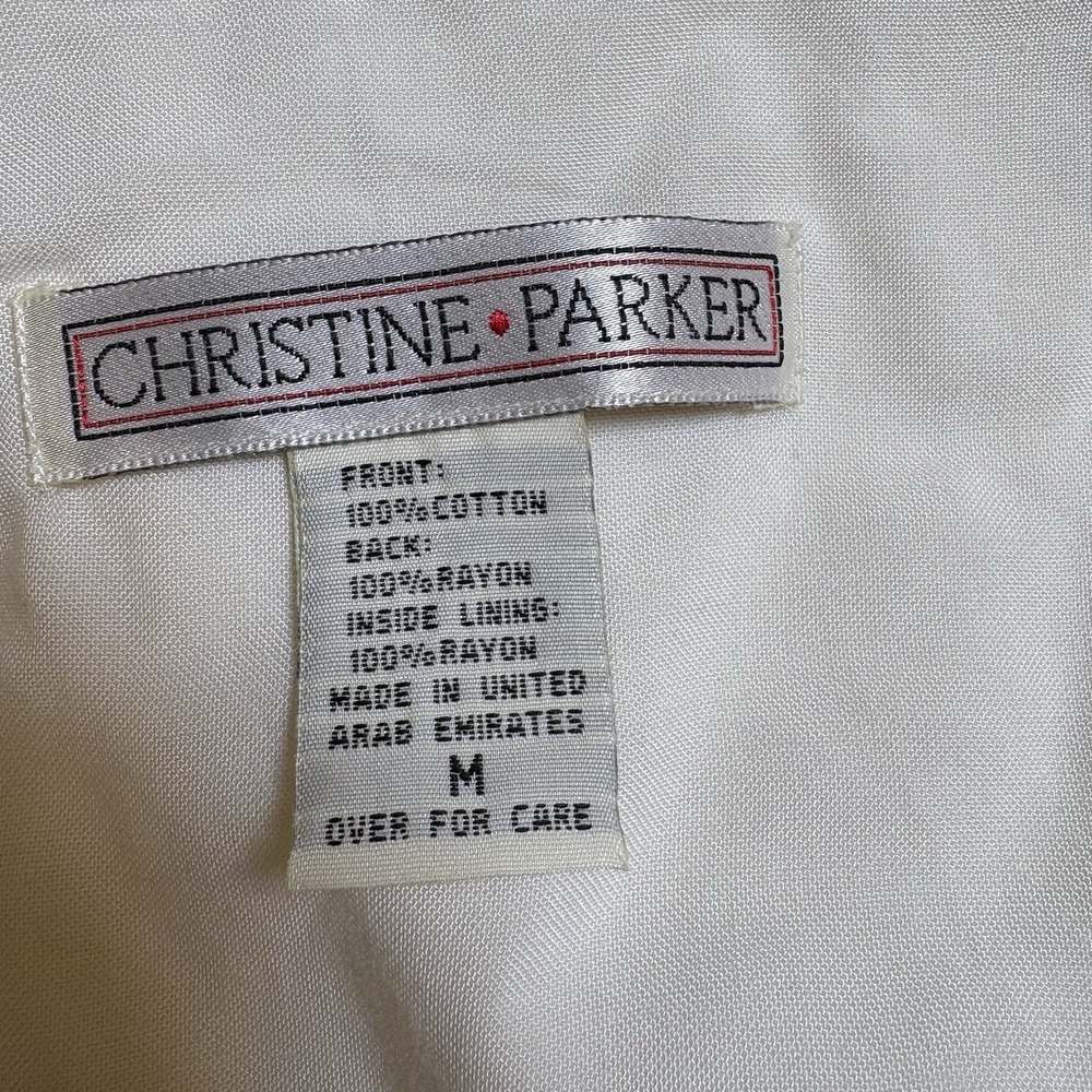 Vintage Christine Parker Women M Cream Vest Cottagecore Crochet Lace - Picture 13 of 14